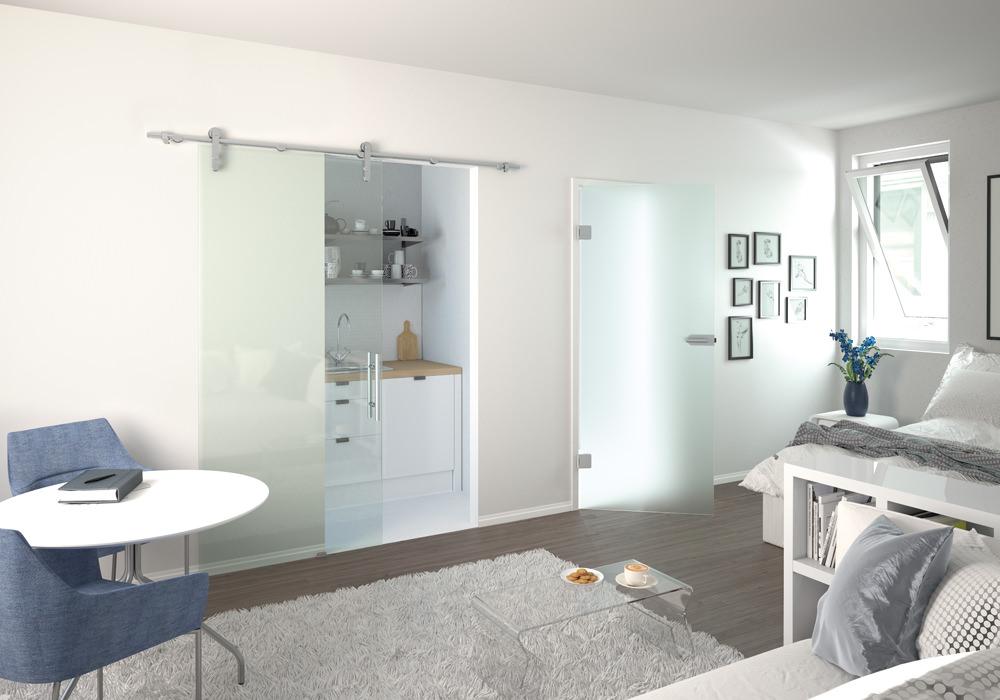 justo SLIDE VA von dormakaba - preisgünstiger Glasschiebetürbeschlag mit offener Edelstahl-Optik - beta.ganzglastuere.de