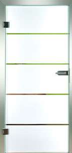 Glastür Slim 4056-10 Siebdruck vollflächig mit 4 Querstreifen 10 mm klar